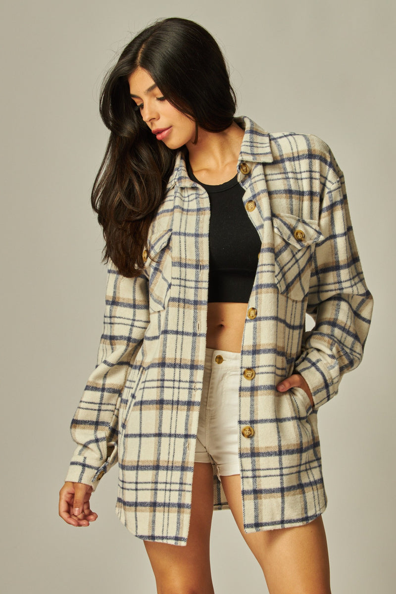 Flannel Oversized Button Down Jacket