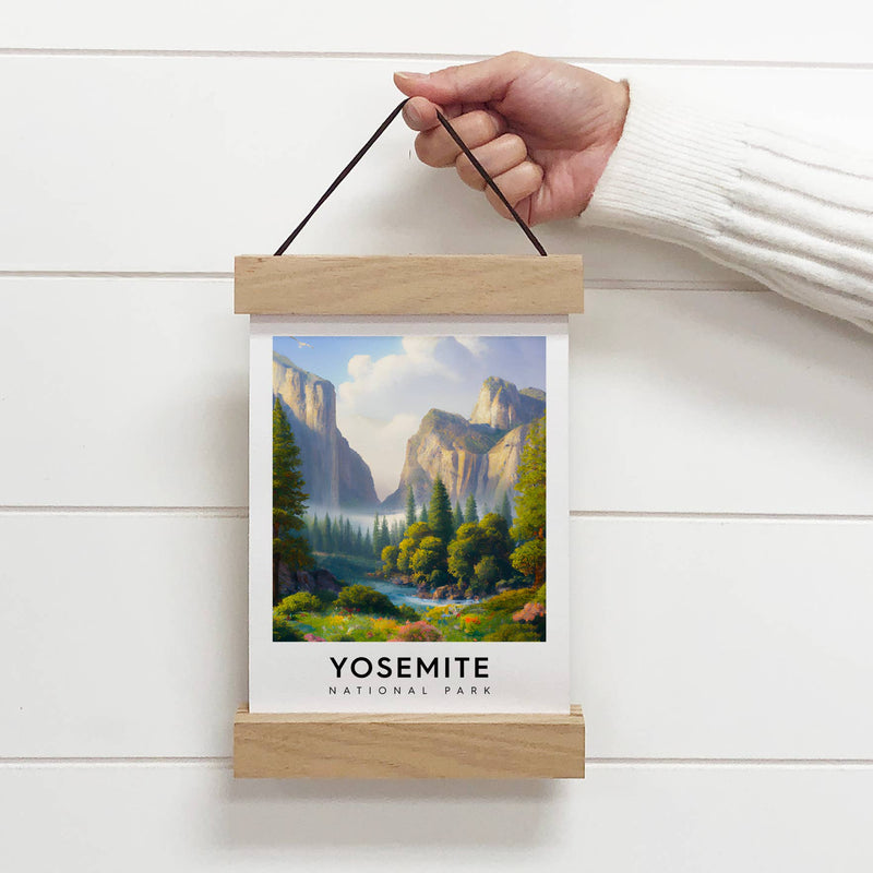 Yosemite National Park Poster Canvas with Wood Hanger Frame