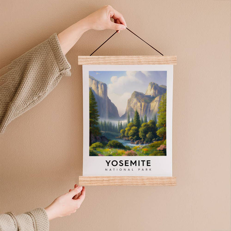 Yosemite National Park Poster Canvas with Wood Hanger Frame