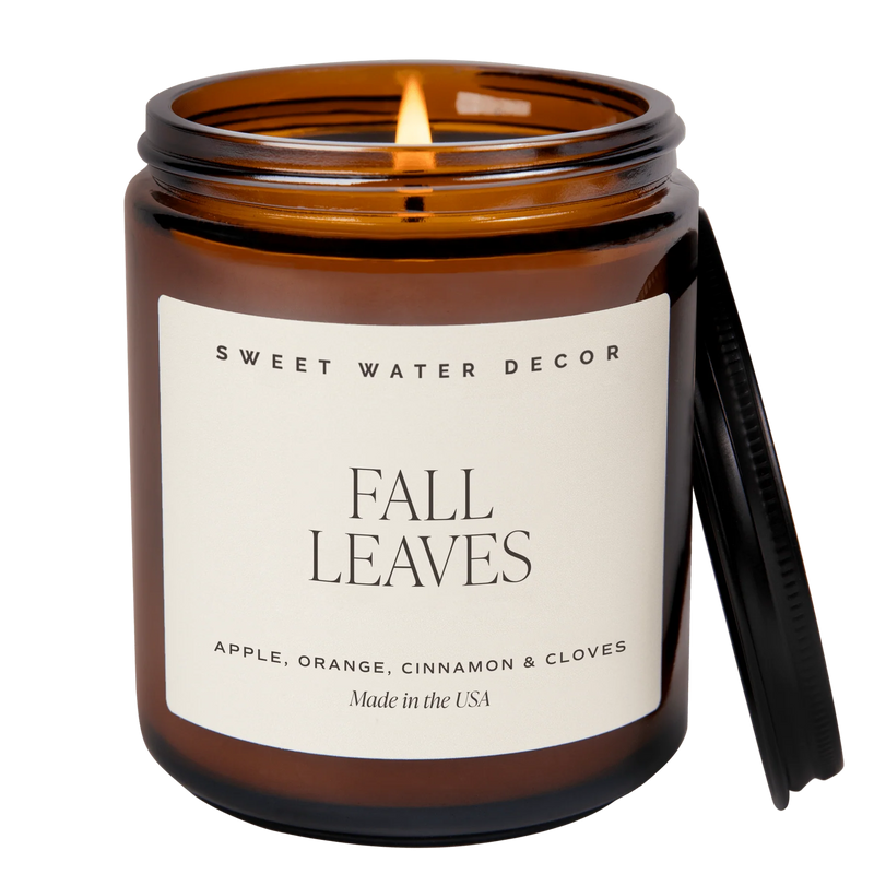 Fall Leaves 9 oz Amber Jar