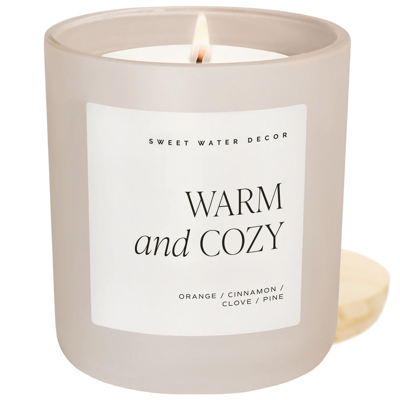 Warm and Cozy 15 oz White Matte Soy Candle