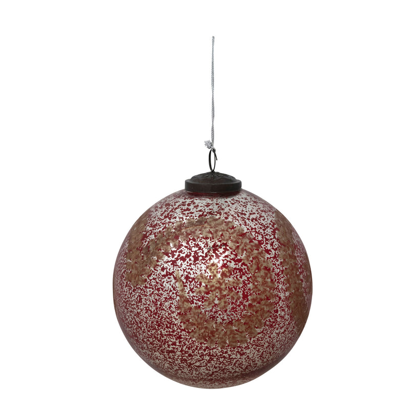 5" Round Mercury Glass Ball Ornament