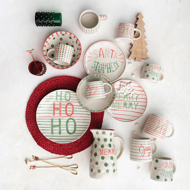 Hand Painted Stoneware Holiday Mugs