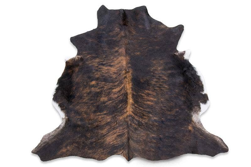 Dark Brindle Cowhide Rug - Striped Exotic Brown Hues