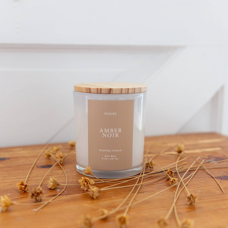 Amber Noir Soy Wax Scented Candle White Tumbler Jar