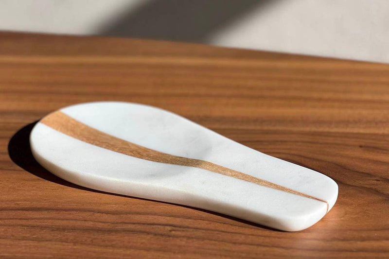 Marble and Wood Spoon Rest - Mae It Be Home