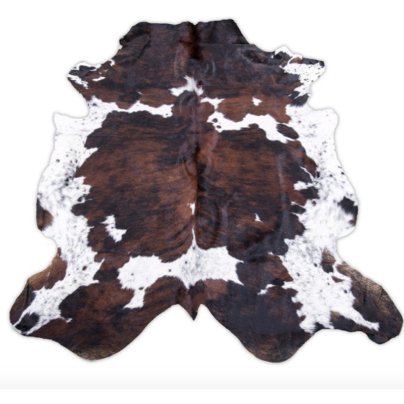 Dark tricolor  cowhide rug Large